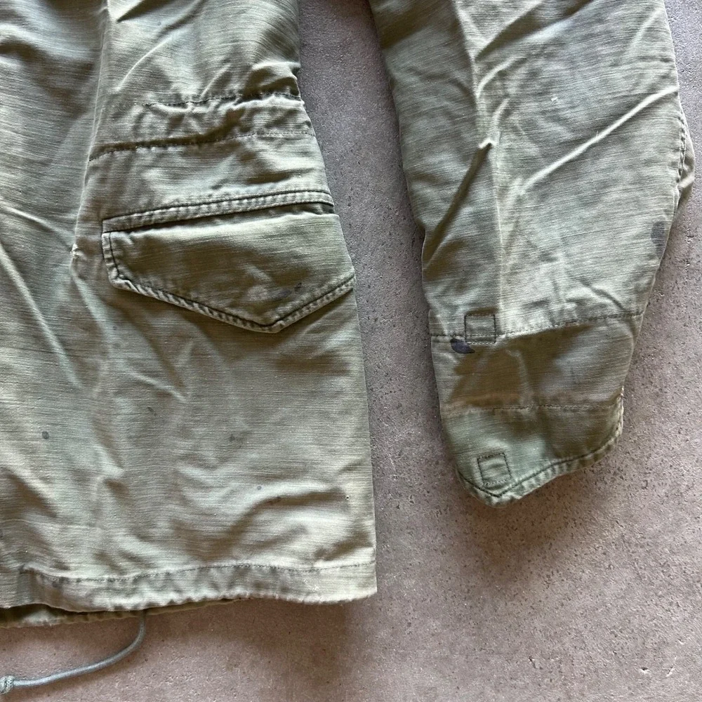 Vintage 60s US Military M65 Field Jacket Size Medium Green Army Vietnam War Drab
